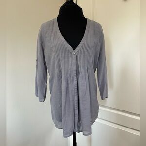 American Eagle Women's Gray Peasant Blouse V-Neck 3/4 Sleeve Sz S/P lightweight